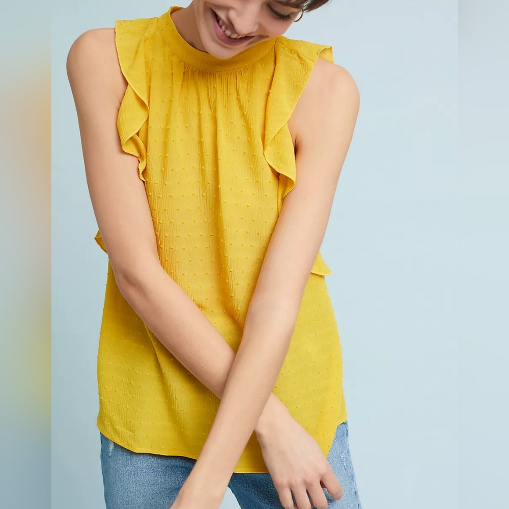 Anthropologie Maeve Lola Ruffle Swiss Dot Tank Top